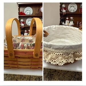 2-Longaberger Basket with Floral and Lace Accents